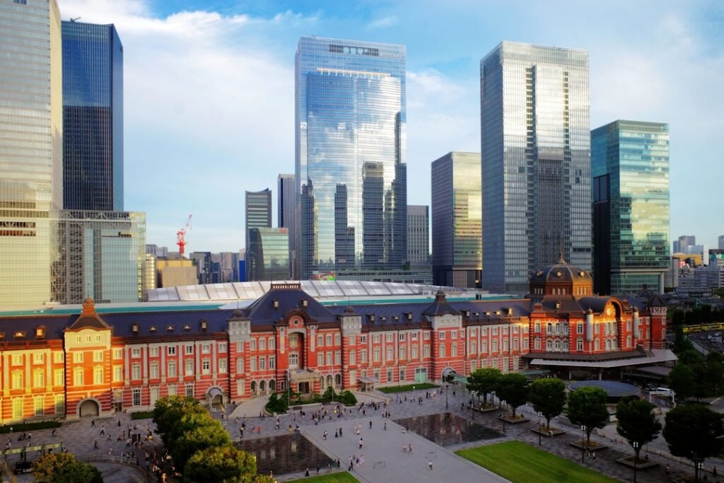 Tokyo business district and station